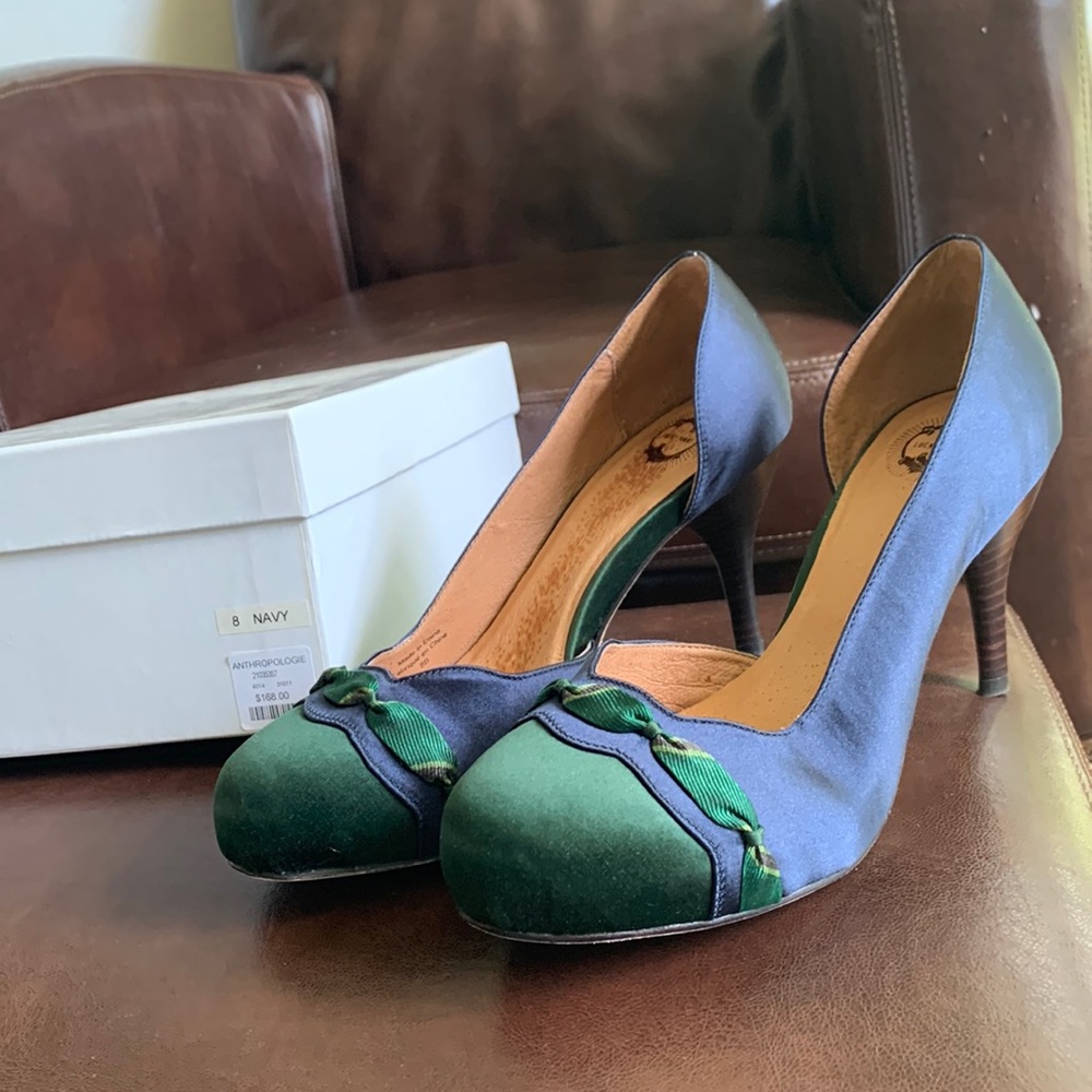 Anthropologie Lucky Penny brand Women’s heels. Navy Size 8